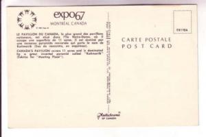 Canada's  Pavilion, Expo 67, Montreal Quebec, Offical Post Card