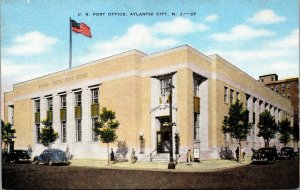 Vtg Atlantic City New Jersey NJ US Post Office 1940s Unused Linen Postcard