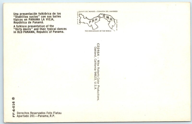 c1960s Old Panama, RP Dirty Devils Traditional Dance Folklore Chrome PC A332