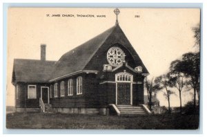 c1940's View Of St. James Church Thomaston Maine ME Unposted Vintage Postcard