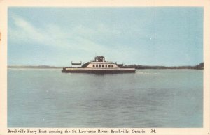 BROCKVILLE ONTARIO CANADA~FERRY BOAT CROSSING ST LAWRENCE RIVER~PHOTOPOSTCARD