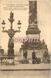 Old Postcard Brussels column of Congress and tomb of the unknown soldier