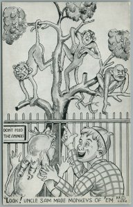 AMERICAN ANTI-GERMAN P VINTAGE POSTCARD UNCLE SAM MADE MONKEY'S OF 'EM