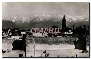 Old Postcard Morocco Marrakech Ramparts and I Atlas