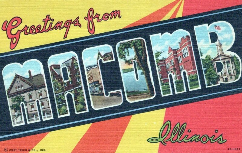 IL, Macomb, Illinois Linen Large Letter Postcard, Curt Teich