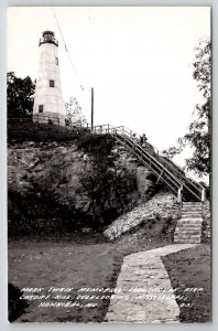 Hannibal MO RPPC Mark Twain Memorial Lighthouse Cardiff Hill Photo Postcard V27