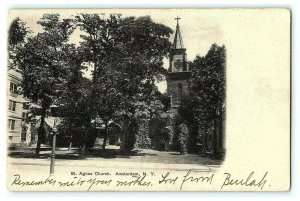 St. Agnes Church Amsterdam NY Postcard Vintage Antique 