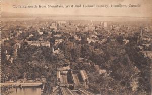 HAMILTON ONT CA~NORTH FROM MOUNTAIN~WEST END INCLINE RAILWAY~F H LESLIE POSTCARD