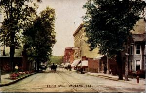 Moline IL Planters on Parking~Wide Wagon~Trolley Trax~5th Ave~Furniture~c1910