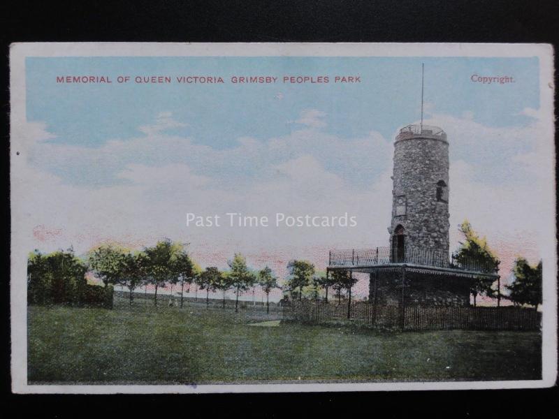 Lincolnshire: Grimsby Peoples Park, Memorial of Queen Victoria - Old Postcard