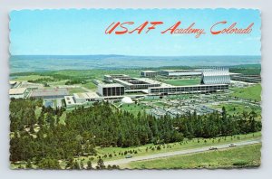 Birds Eye View US Air Force Academy Colorado Springs CO UNP Chrome Postcard Q2
