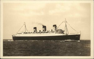 RMS Queen Mary STEAMSHIP Cunard White Star Line Old Real Photo Postcard