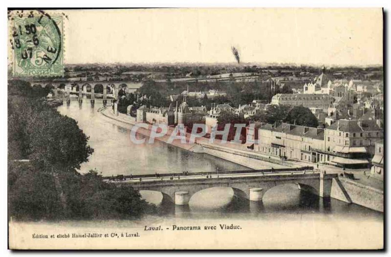 Old Postcard Laval Panorama With Viaduct