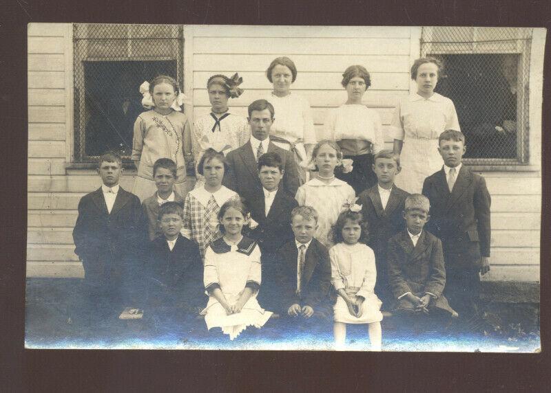 RPPC VALLEY SCHOOL PLEASANT HILL MISSOURI CLASS TEACHER REAL PHOTO POSTCARD