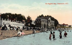 At English Bay, Vancouver, British Columbia, Canada, Early Real Photo Postcard