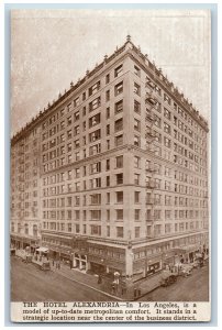 c1915's Hotel Alexandria Restaurant Classic Cars Los Angeles California Postcard