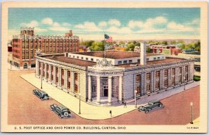 VINTAGE POSTCARD THE U.S. POST OFFICE AND OHIO POWER CO. BUILDING IN CANTON OHIO