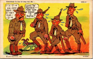 Vtg 1940 Military Army Drill Sergent Soldiers Comic Curt Teich Linen Postcard