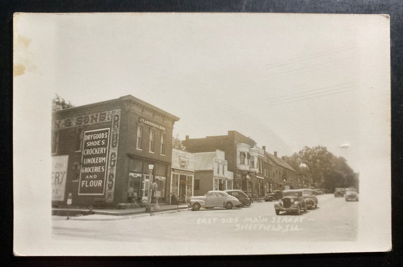 Mint USA Real Picture Postcard RPPC East Side Main St Sheffield IL