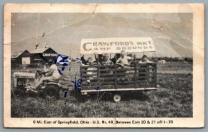 Postcard Springfiled OH c1950s Crawfords Farm Market & Campground US Hwy 40