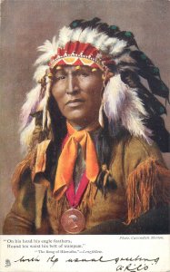 American native ethnic song of Hiawatha - Longfellow chief postcard 1904