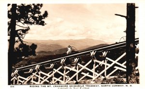 Vintage Postcard Real Photo Mt. Cranmore Skimobile Tramway North Conway NH RPPC