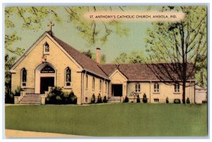 c1950s St. Anthony's Catholic Church Angola Indiana IN Vintage Postcard 