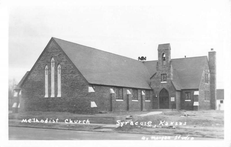 Syracuse Kansas Methodist Church Real Photo Antique Postcard K102102