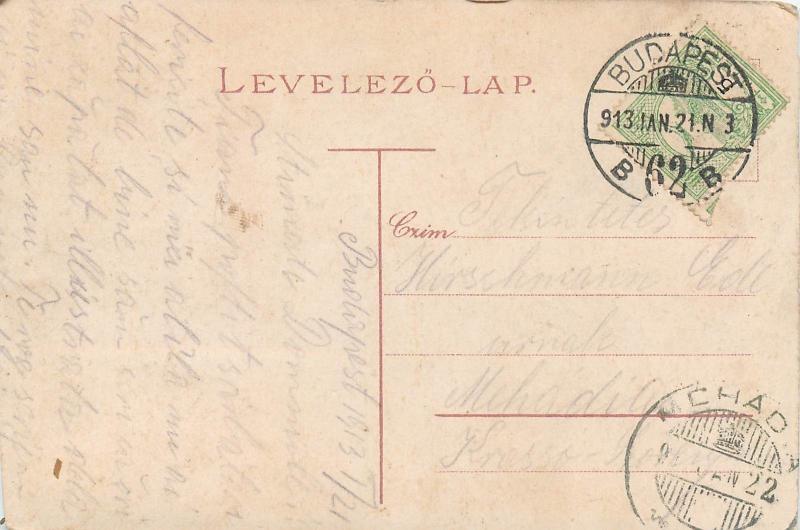 Budapest 1913 Hungary Leopoldring Krayer E. es Tarsa Kavehaz Cafe Tramways