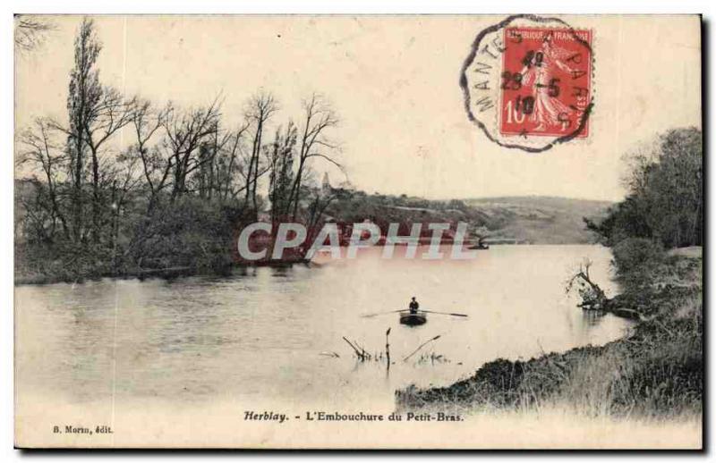 Val d & # 39Oise- Herblay- L & # 39Embouchure Petit Bras boat -Carte Old Post