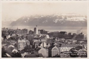 Switzerland Lausanne Vue generale et les Alpes de Savoie Real Photo