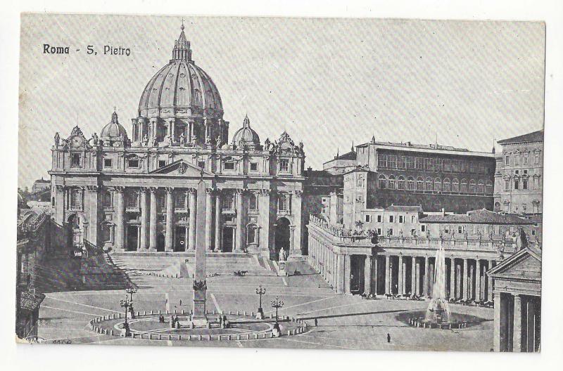 Italy Roma Rome Vatican St Peters Cathedral S Pietro Vintage Postcard