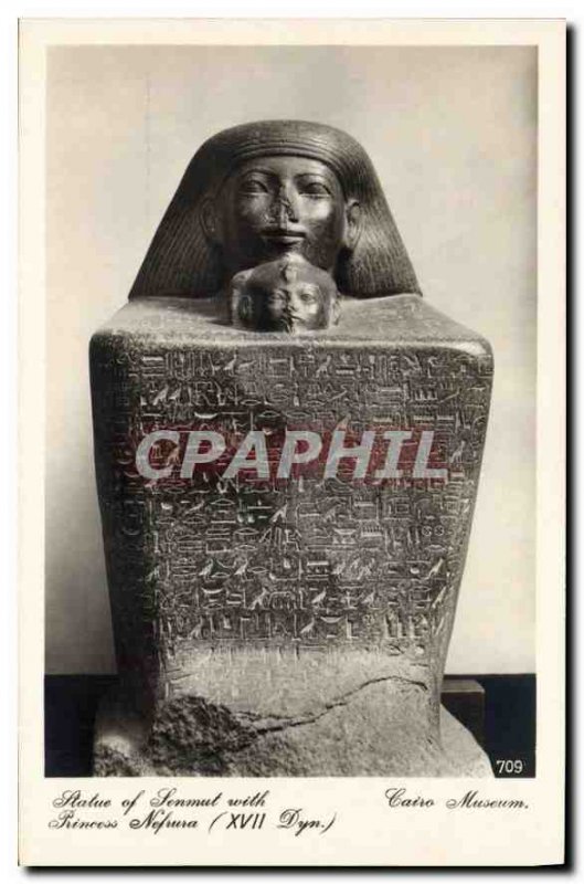 Old Postcard Egypt Egypt Cairo Museum Statue of Senmut with Princess Nefrua (...