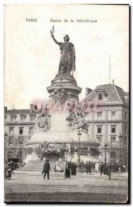 Paris Postcard Old Statue of the Republic