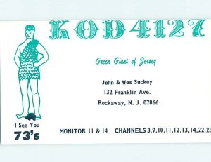 Pre-1980 RADIO CARD - CB HAM OR QSL Rockaway New Jersey NJ AH0517