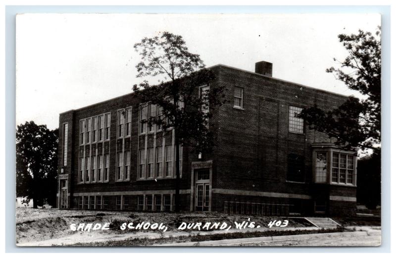 Postcard Grade School, Durand, Wisconsin WI RPPC H16