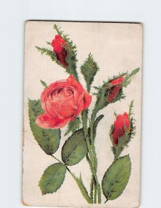 Postcard Greeting Card with Roses Embossed Art Print