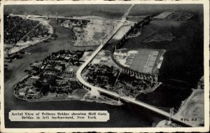 New York City NYC NY Triboro Bridge Aerial View Vintage Postcard