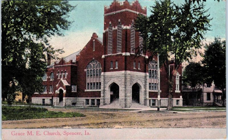 SPENCER, IA Iowa     GRACE   M E   CHURCH       1916    Postcard