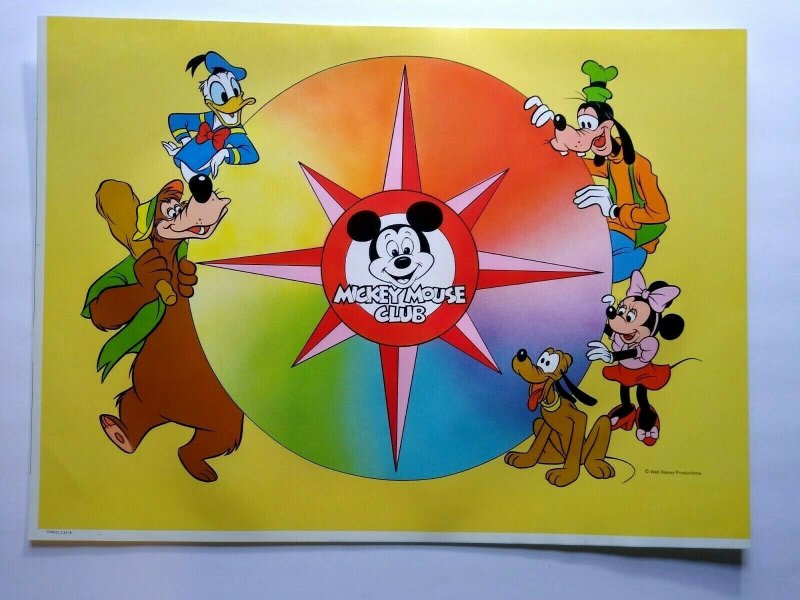 Disney Mickey Mouse Club Original Poster Licensed 1970s Donald Duck Pluto Minnie