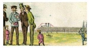 1870's Men Illegally Gambling Coney Island Scene Trade Card P95