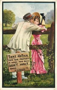 American Colorgravure 1912 Bernhart Wall Romantic Couple postcard 8500