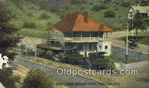 Pike Peak Railway Depot, Manitou, Colorado, CO USA Trains, Railroads 1909 pos...