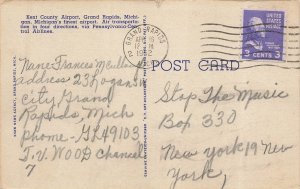 Kent County Airport Grand Rapids Linen Postcard 1942