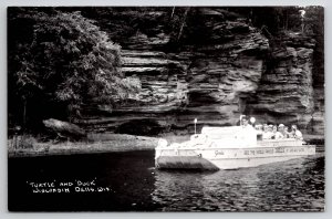 Wisconsin Dells Turtle and Duck Boat Real Photo Postcard J26