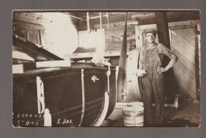 Strool SOUTH DAKOTA RPPC 1910 INTERIOR CREAMERY Dairy Milk nr Buffalo GHOST TOWN