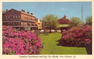 NEW ORLEANS LOUISIANA PONTALBA APARTMENTS  & CAFE DU MONDE POSTCARD c1971