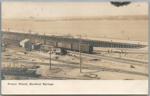STOCKTON SPRINGS ME POTATO WHARF ANTIQUE REAL PHOTO POSTCARD RPPC RAILWAY TRACKS