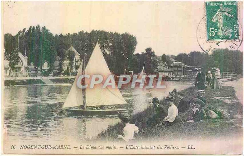 Old Postcard Nogent sur Marne Le Matin Dimanche The Training of Sailing