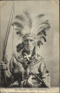 Maine Native American Indian Big Thunder Penobscot Chief c1905 Postcard jrf